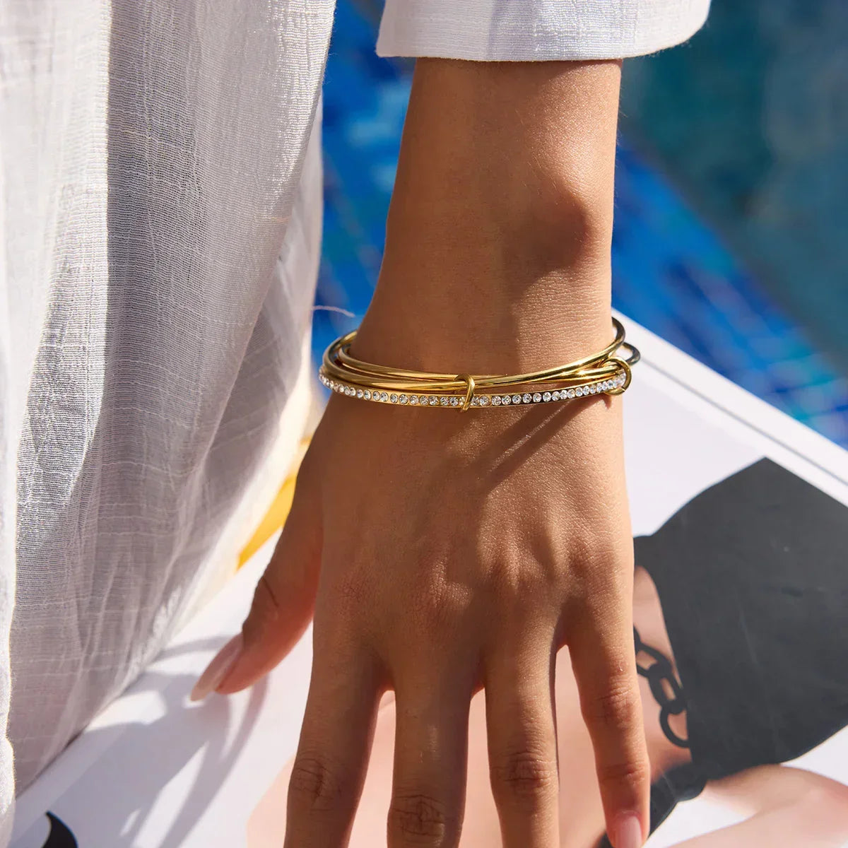 [GALE]Quinley Stacked Diamond Bracelet