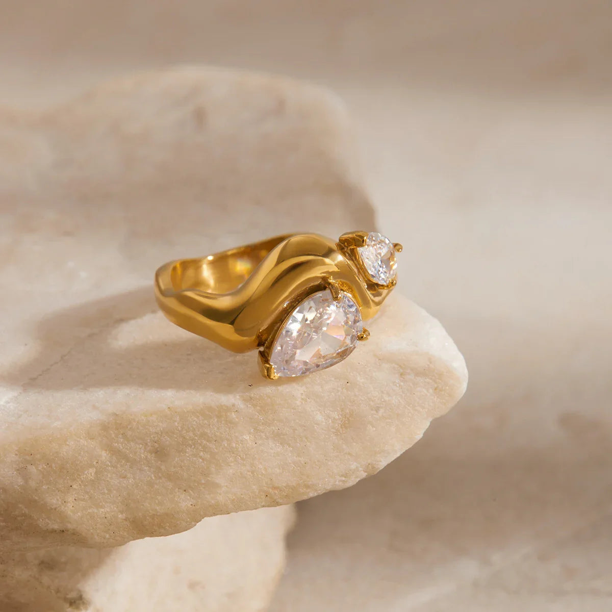 [GALE]Soletta Diamond Teardrop Gold Ring