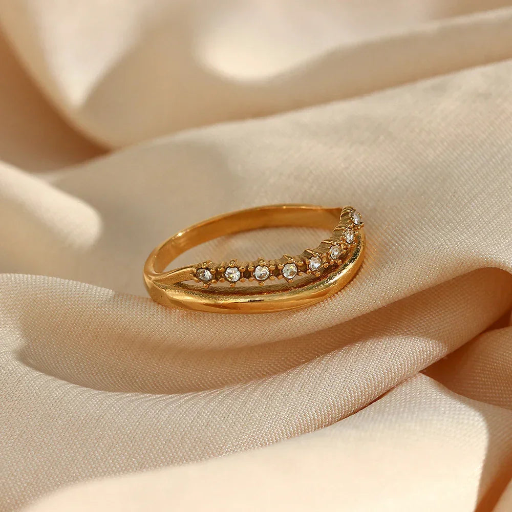 [GALE]Adeline Diamond Simulant Gold Ring