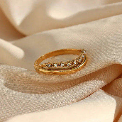 [GALE]Adeline Diamond Simulant Gold Ring