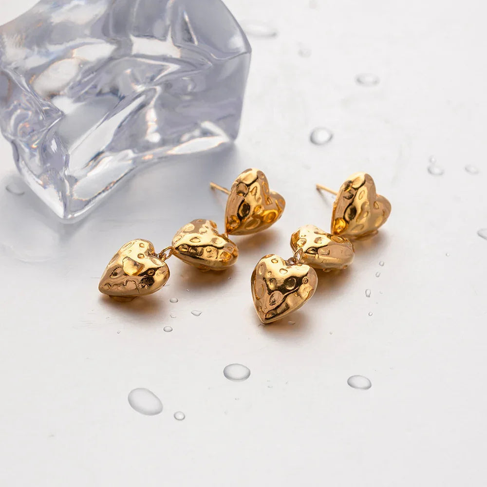 [GALE]Heather Heart Gold Earrings