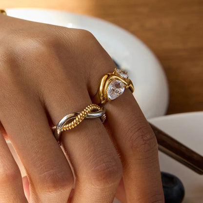[GALE]Soletta Diamond Teardrop Gold Ring