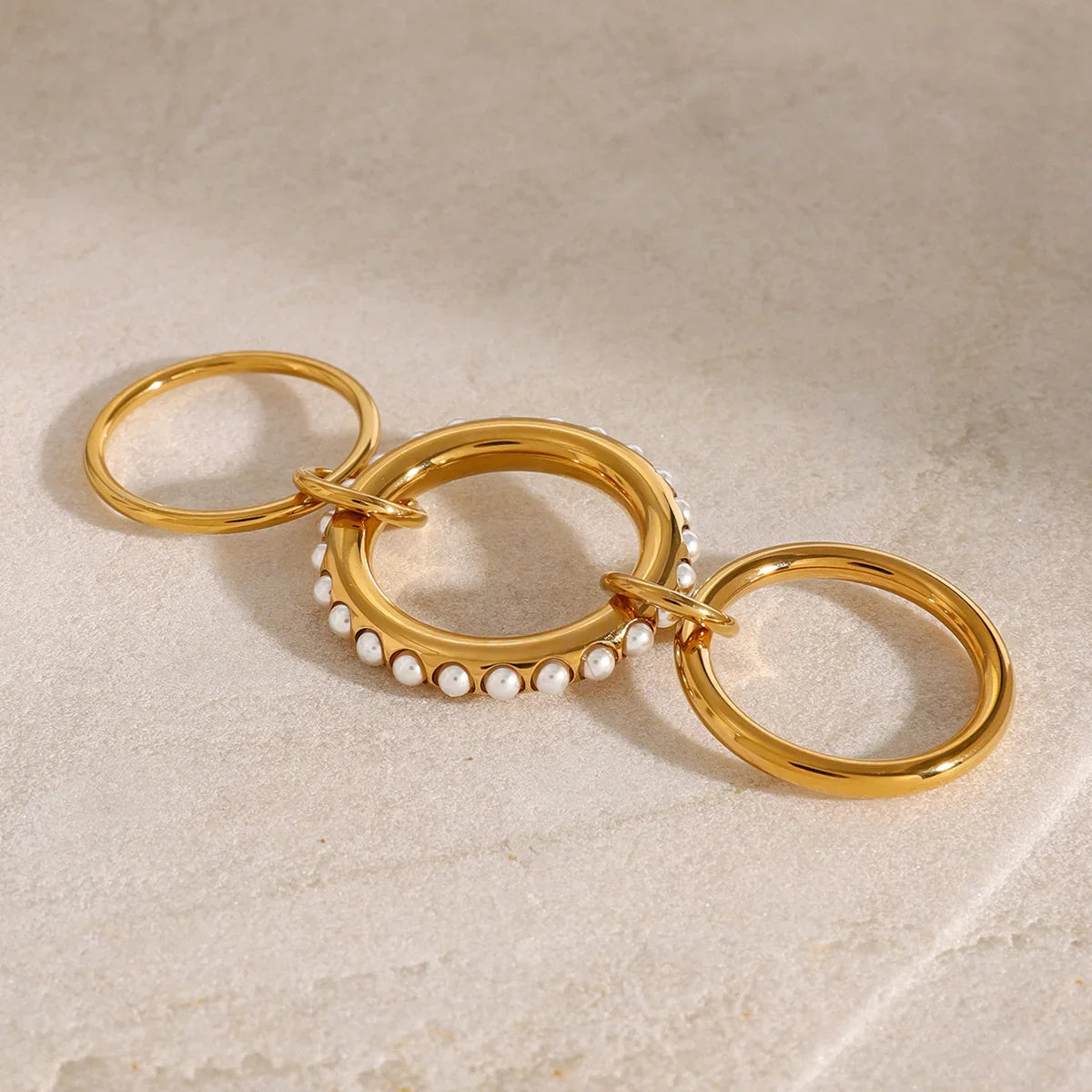 [GALE]Mikayla Stacked Freshwater Pearl Ring