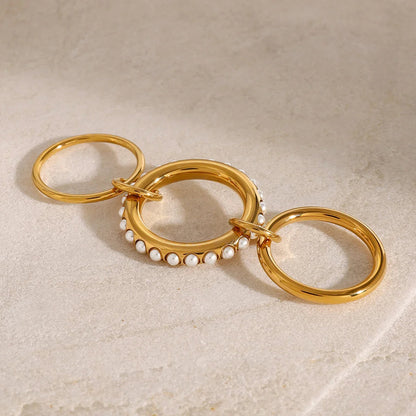 [GALE]Mikayla Stacked Freshwater Pearl Ring