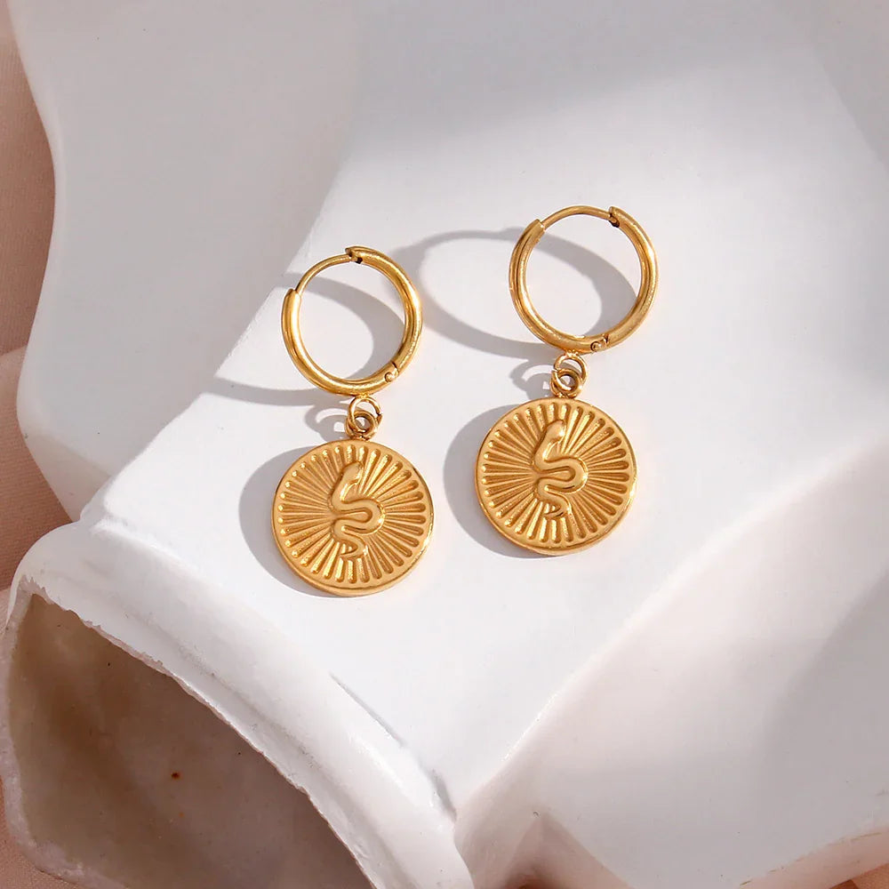 [GALE]Eliana Serpent Coin Earrings