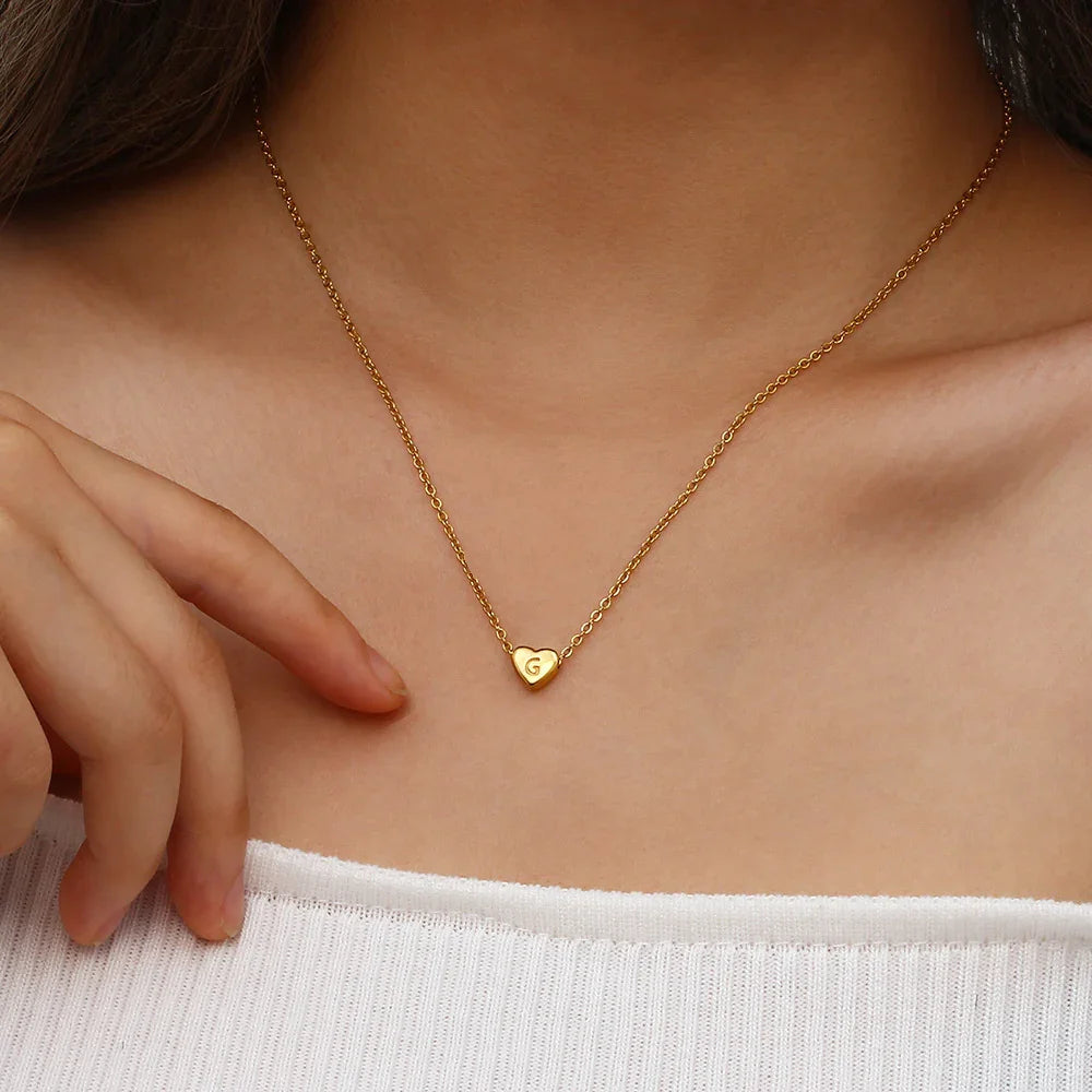 [GALE]Heart Initial Gold Necklace