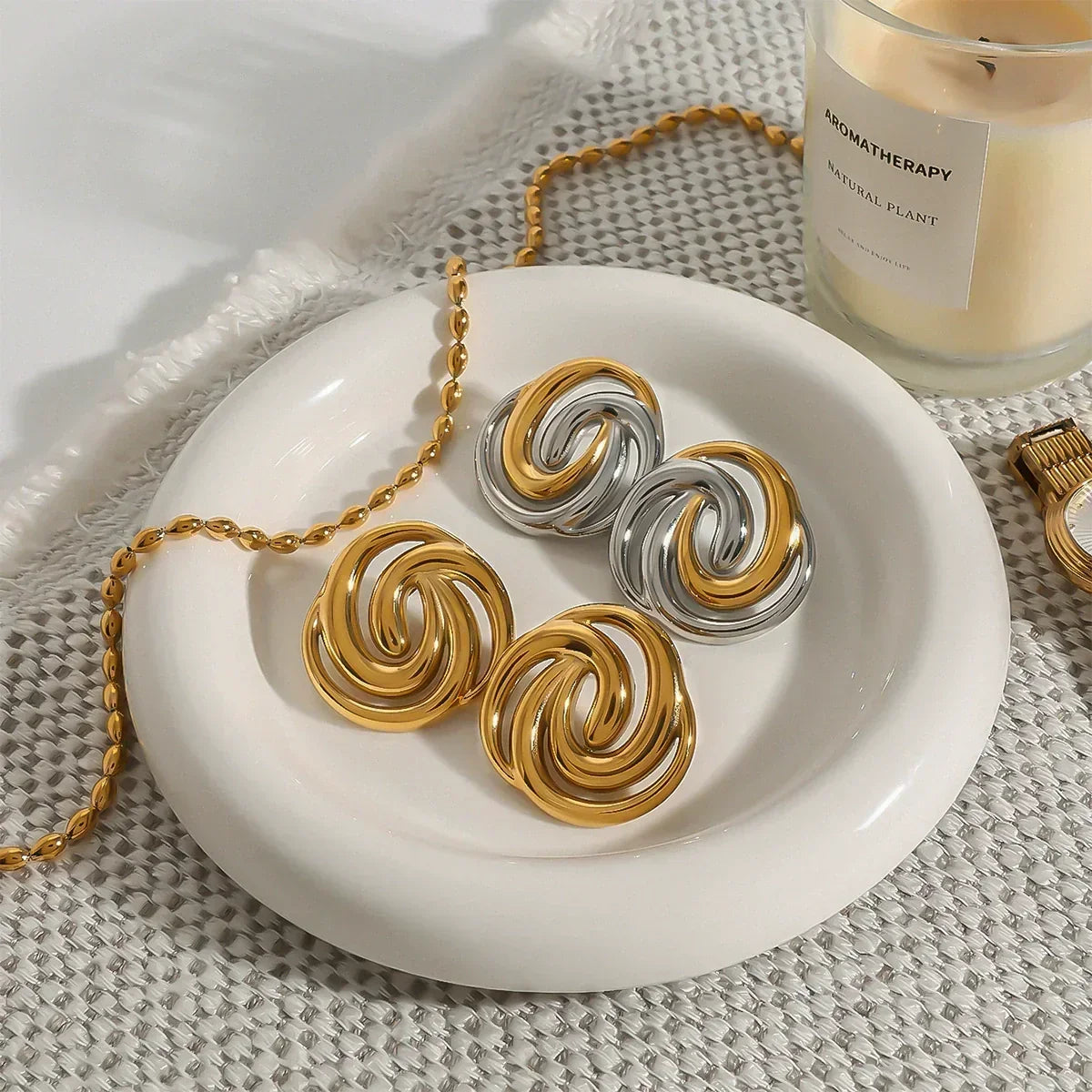 [GALE]Janice Triple Spiral Gold Earrings