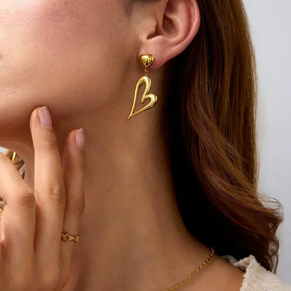 [GALE]Venus Gold Heart Earrings