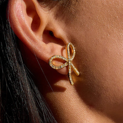 [GALE]Dannah Diamond Bow Tie Earrings