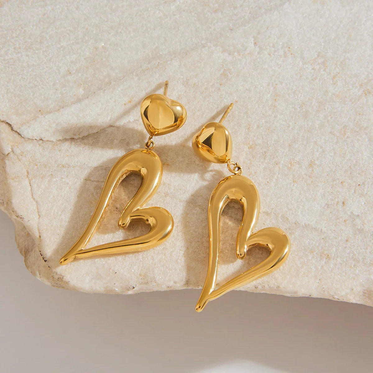 [GALE]Venus Gold Heart Earrings