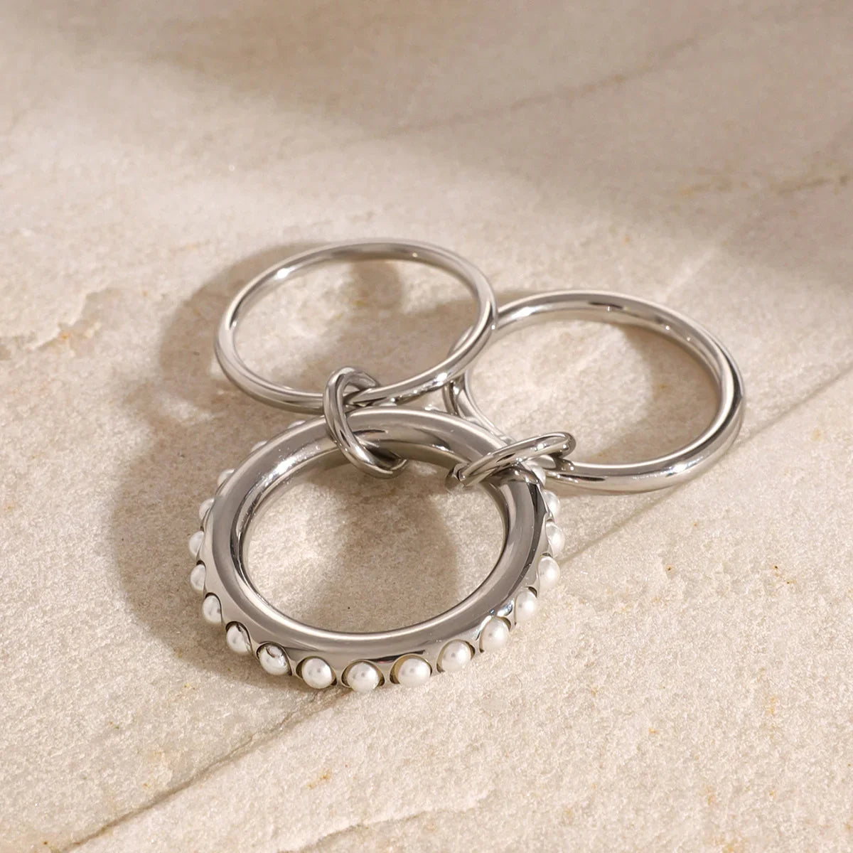 [GALE]Mikayla Stacked Freshwater Pearl Ring