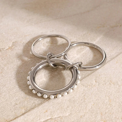 [GALE]Mikayla Stacked Freshwater Pearl Ring