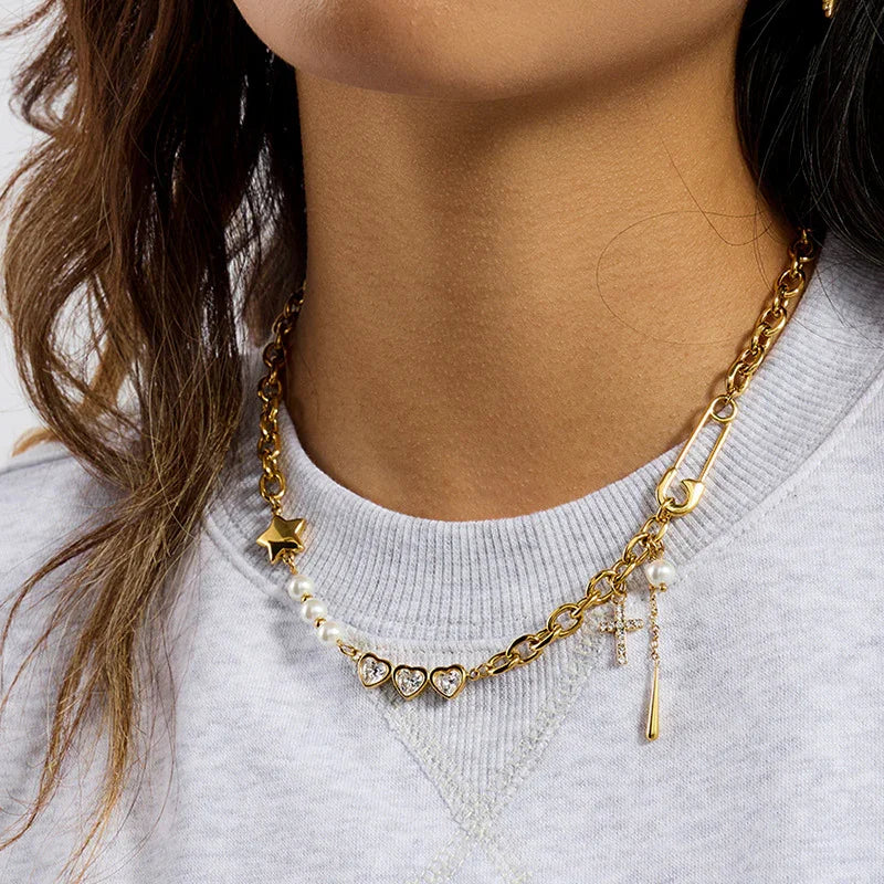 [GALE]Zeraphine Diamond Pearl Gold Necklace