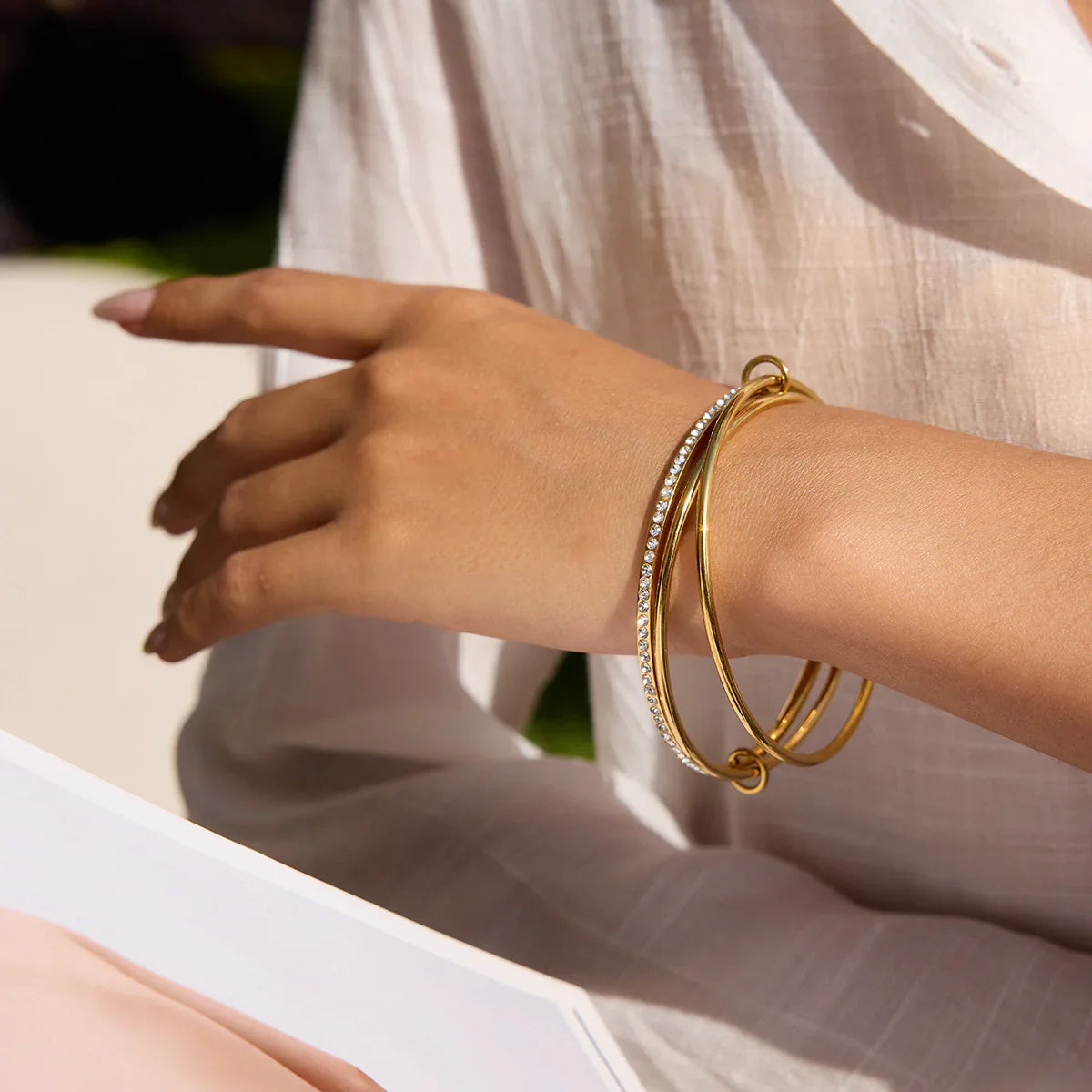 [GALE]Quinley Stacked Diamond Bracelet
