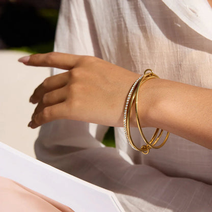 [GALE]Quinley Stacked Diamond Bracelet