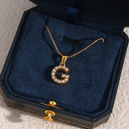 [GALE]Augustine Initial Letter Pearl Necklace