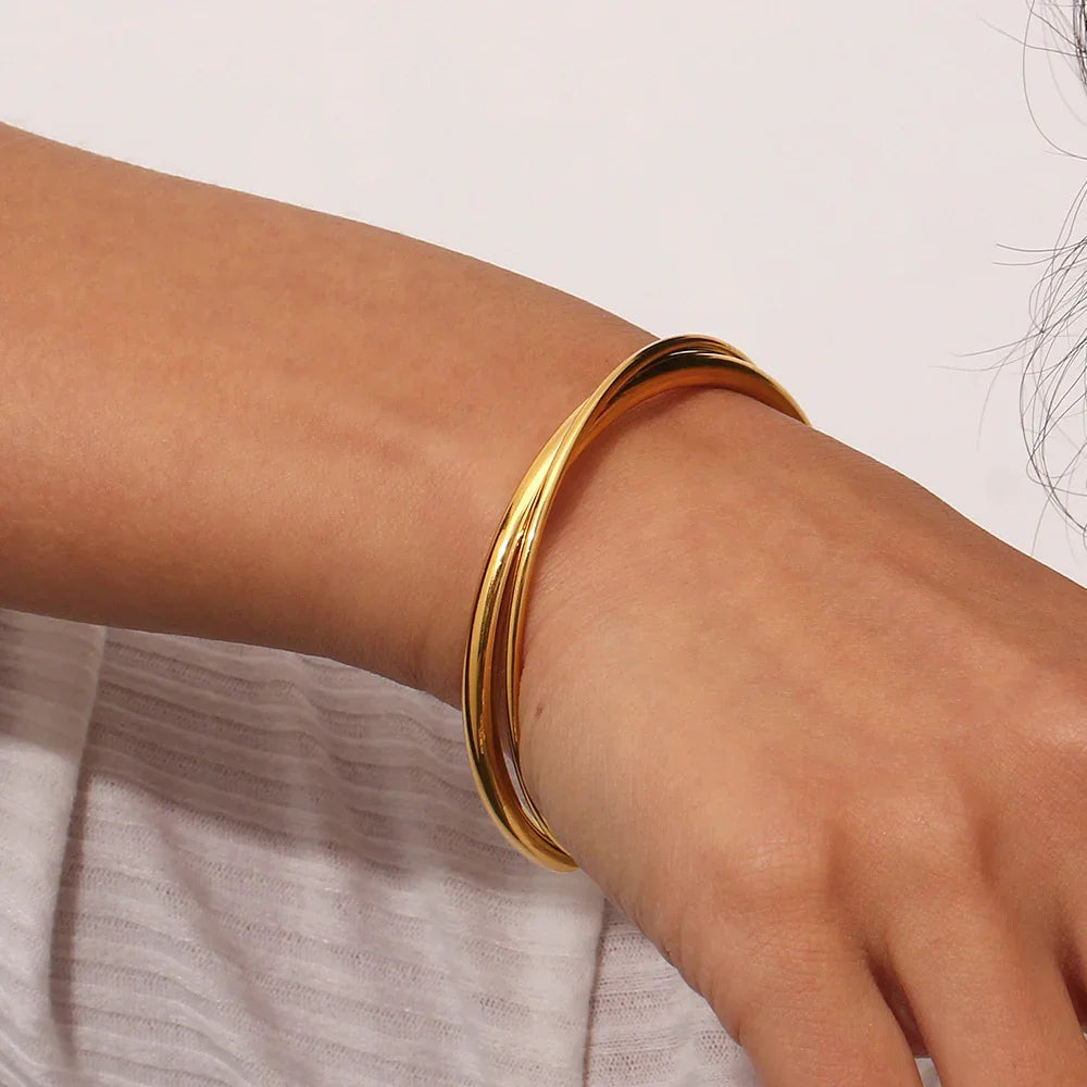[GALE]Rianne Layered Gold Bangle