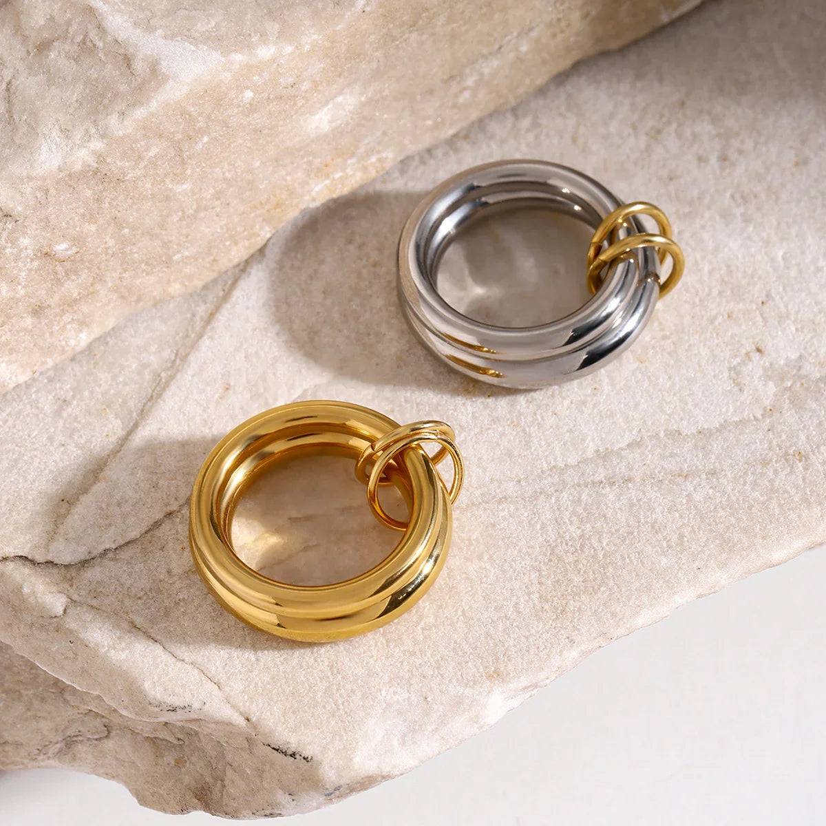 [GALE]Dune Stacked Gold Ring