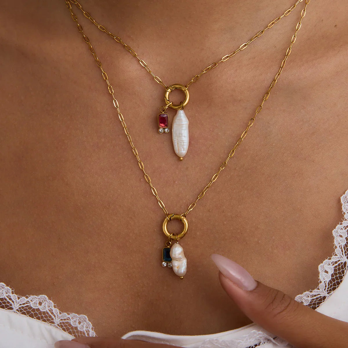[GALE]Caitlin Birthstone Pearl Necklace