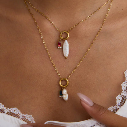 [GALE]Caitlin Birthstone Pearl Necklace