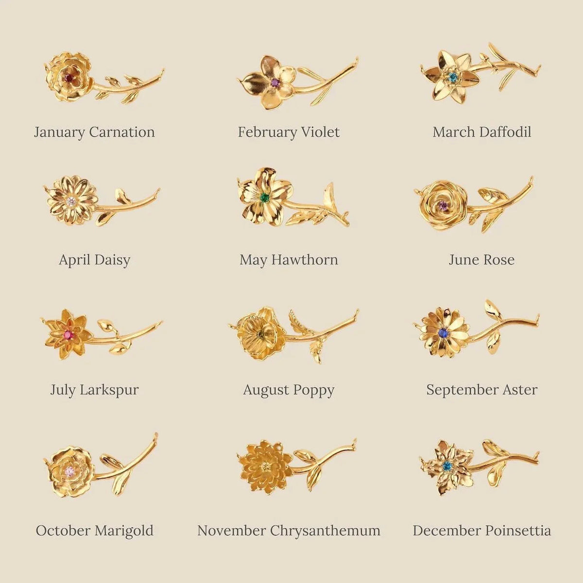 [GALE]Maribelle Birth Flower Gold Necklace