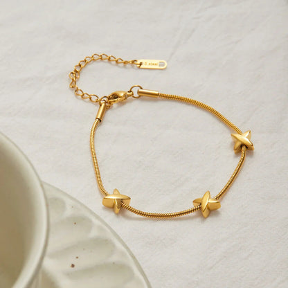 [GALE]Brienne Diamond Cross Herringbone Bracelet