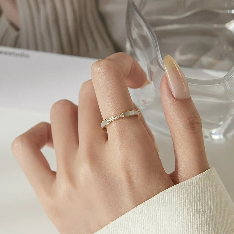 [GALE]Gabrielle Diamond Simulant Gold Ring