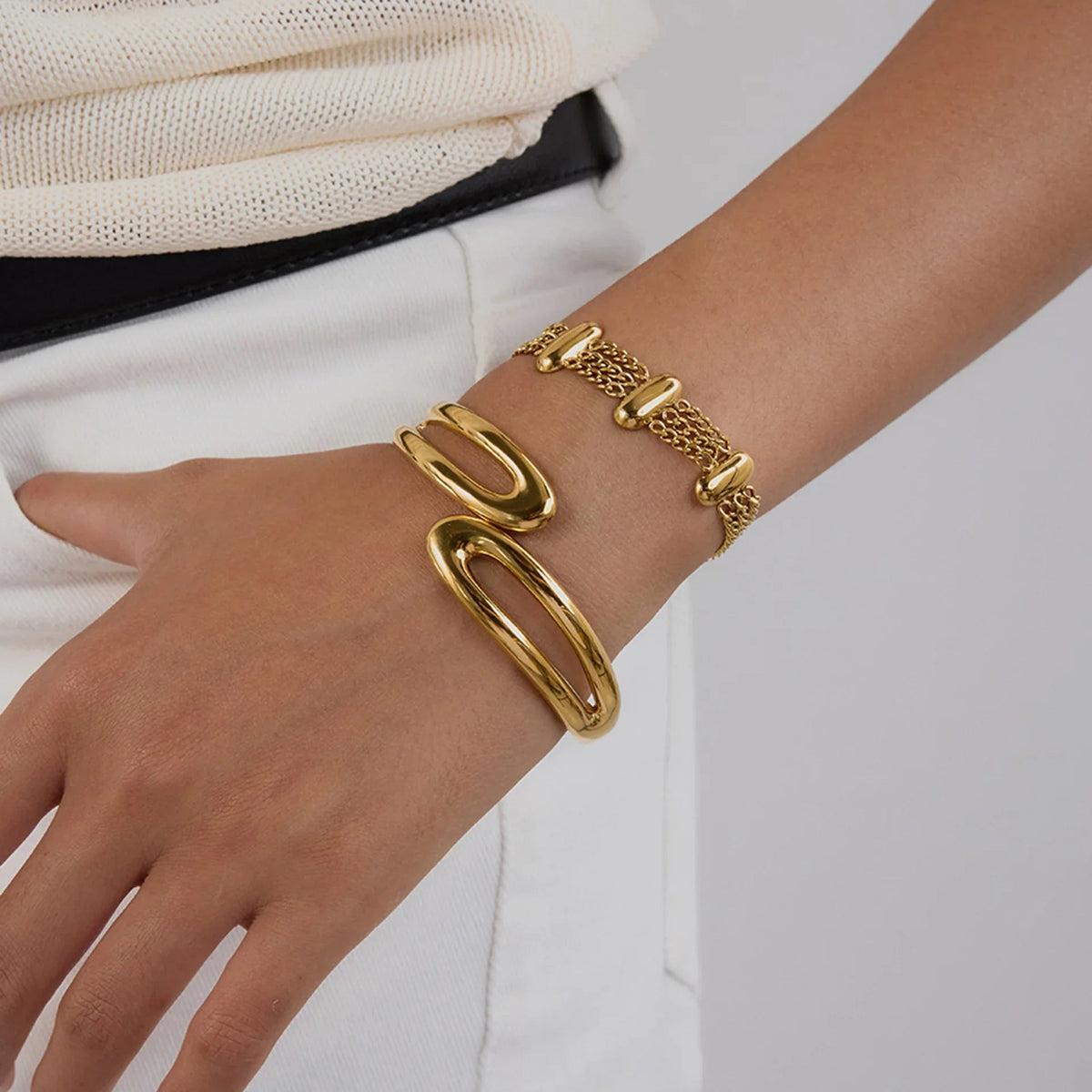 [GALE]Kathleen Layered Chain Gold Bracelet