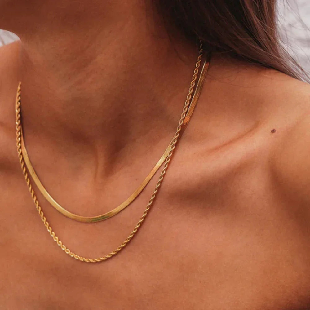 [GALE]Hailey Layered Gold Chain Necklace