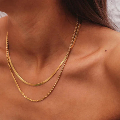 [GALE]Hailey Layered Gold Chain Necklace