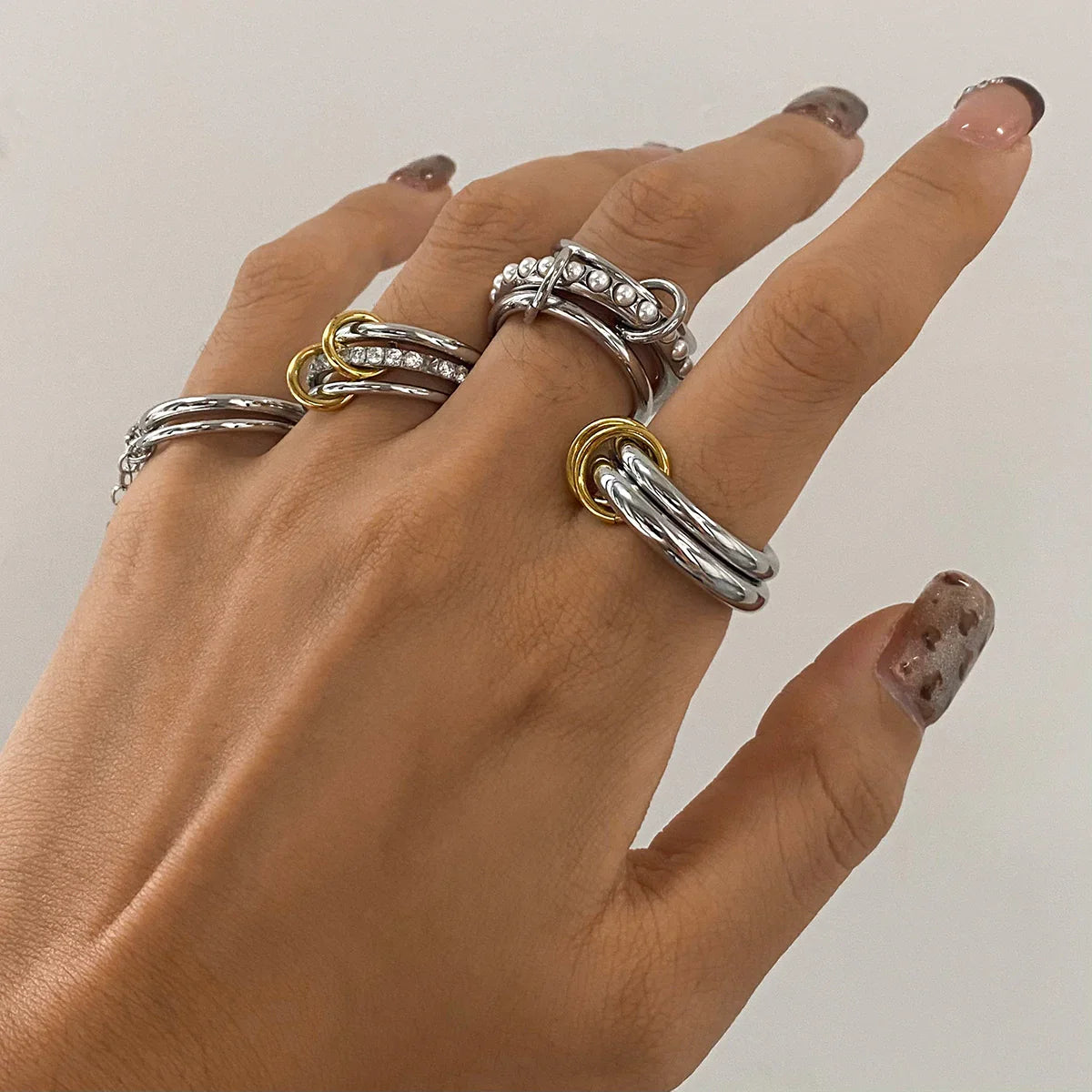 [GALE]Dune Stacked Gold Ring