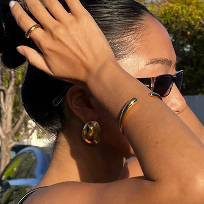 [GALE]Carrie Chunky Bean Gold Earrings