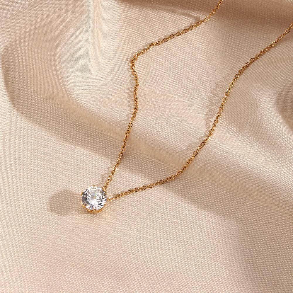 [GALE]Kyla Solitaire Gold Necklace