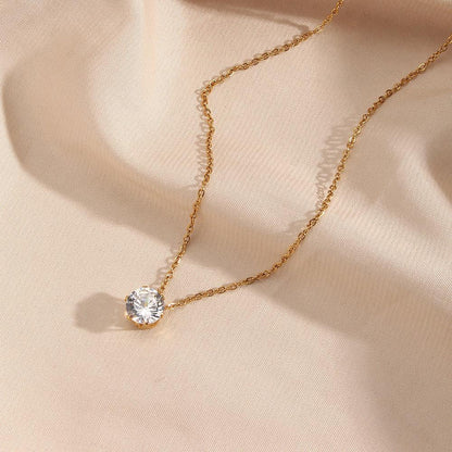 [GALE]Kyla Solitaire Gold Necklace