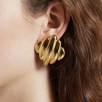 [GALE]Maxine Rippled Gold Earrings