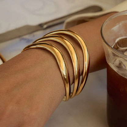 [GALE]Meredith Triple Layer Gold Bangle