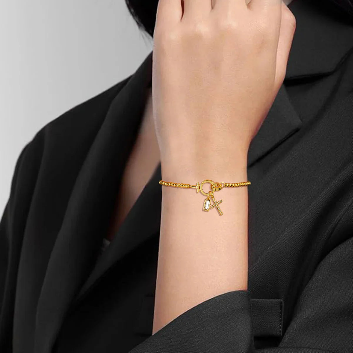 [GALE]Amalia Birthstone Cross Bracelet