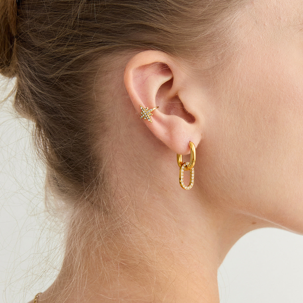[GALE]Aina Double Hoop Diamond Earrings
