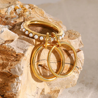 [GALE]Mikayla Stacked Freshwater Pearl Ring