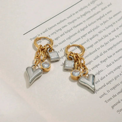 [GALE]Sarah Heart & Lock Gold Earrings