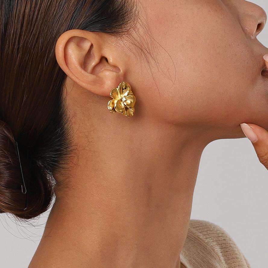 [GALE]Ainsley Floral Gold Earrings