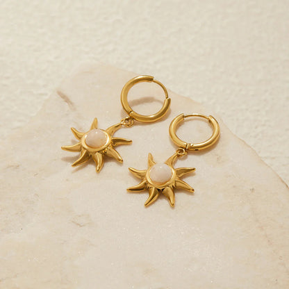 [GALE]Helia Sun-shaped Moonstone Earrings