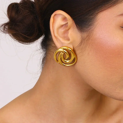[GALE]Janice Triple Spiral Gold Earrings