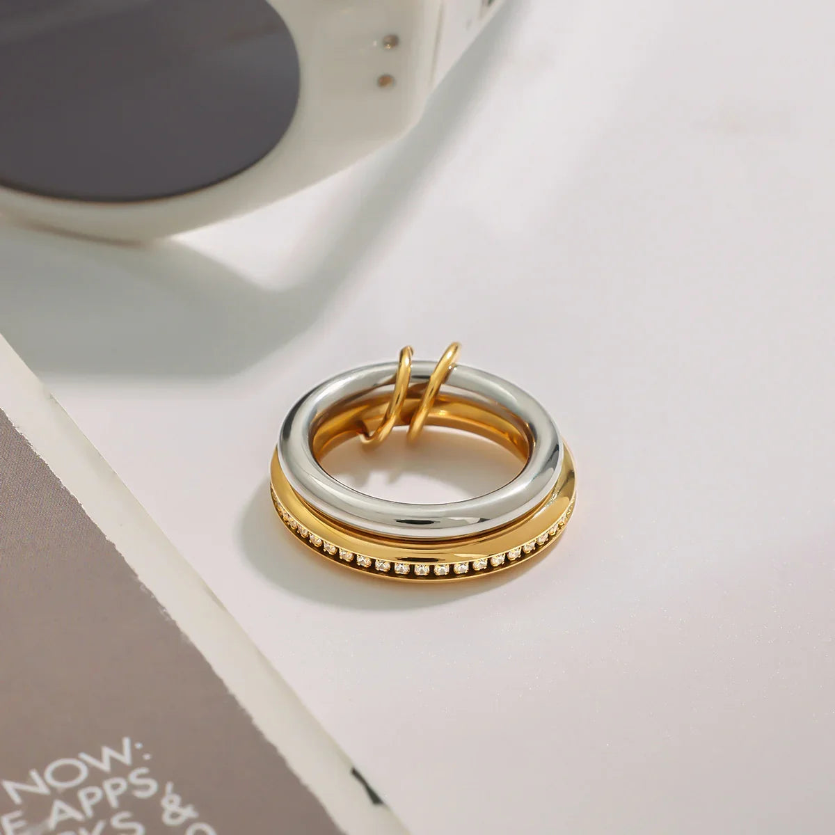 [GALE]Claire Two Tone Ring Stack