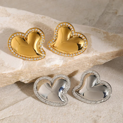 [GALE]Holly Heart Gold Earrings