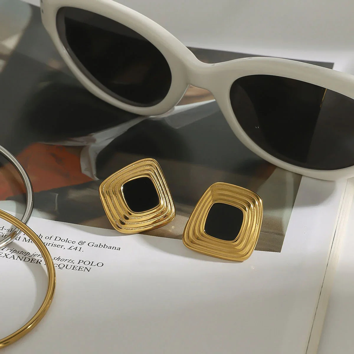 [GALE]Sylvie Geometric Gold Earrings
