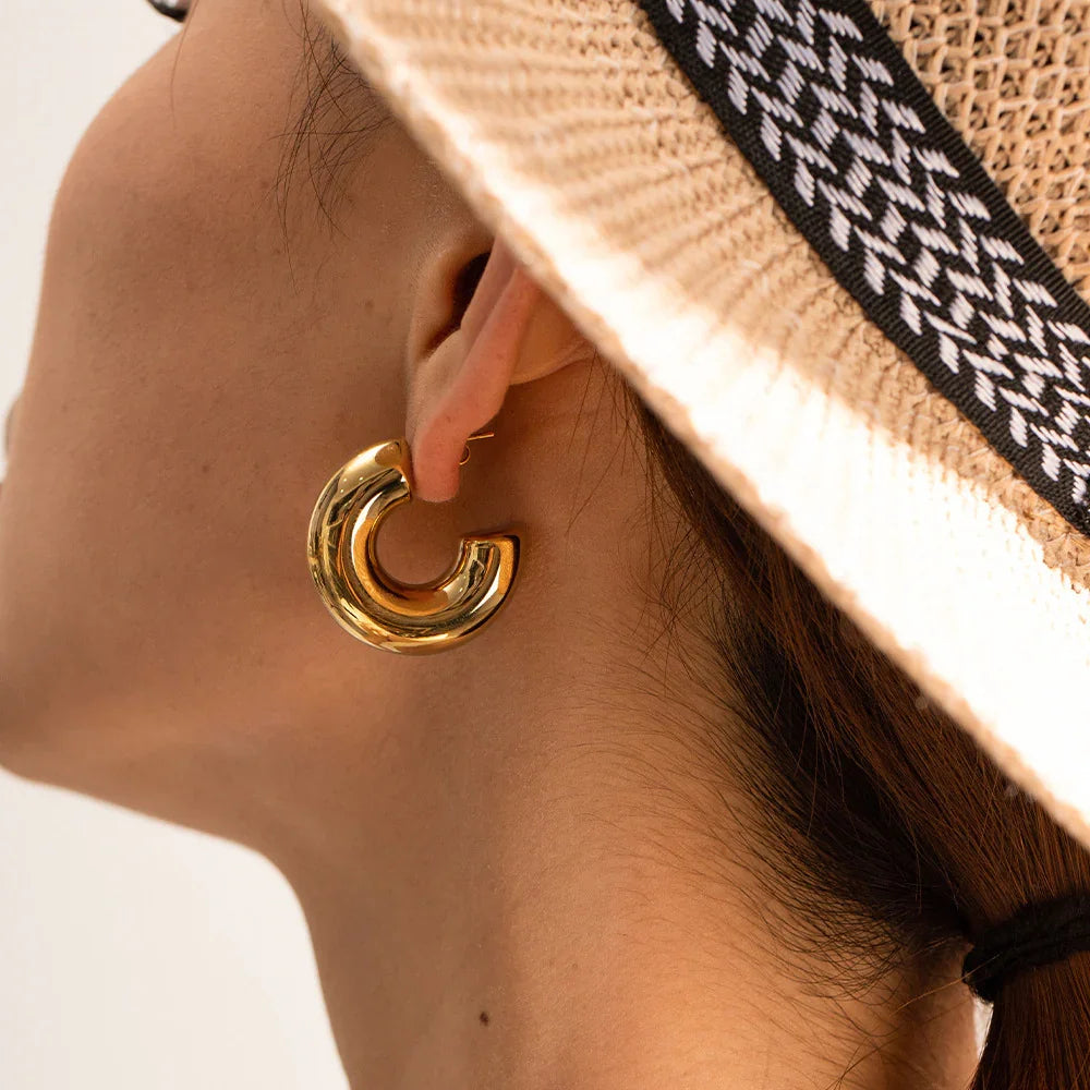 [GALE]Natalia Chunky Gold Hoops