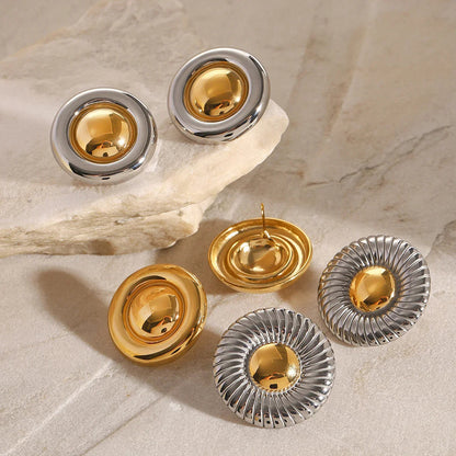 [GALE]Summers Gold Button Earrings