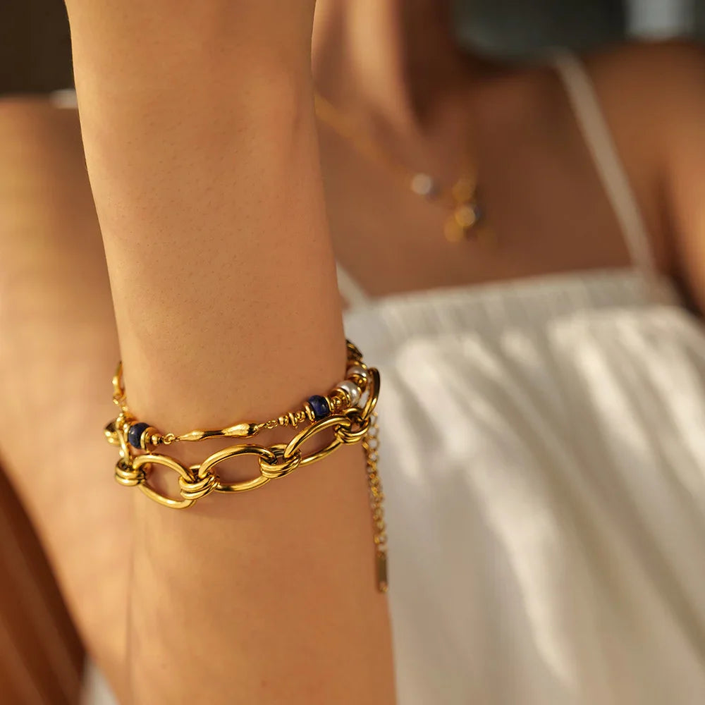 [GALE]Quintessa Layered Chain Pearl Bracelet