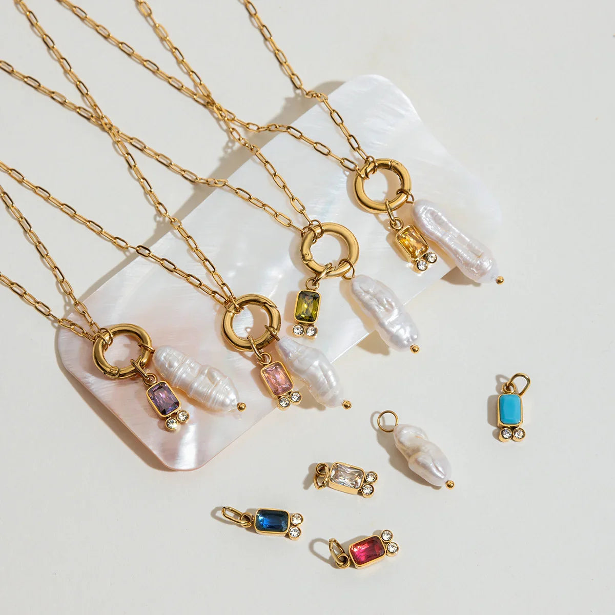 [GALE]Caitlin Birthstone Pearl Necklace